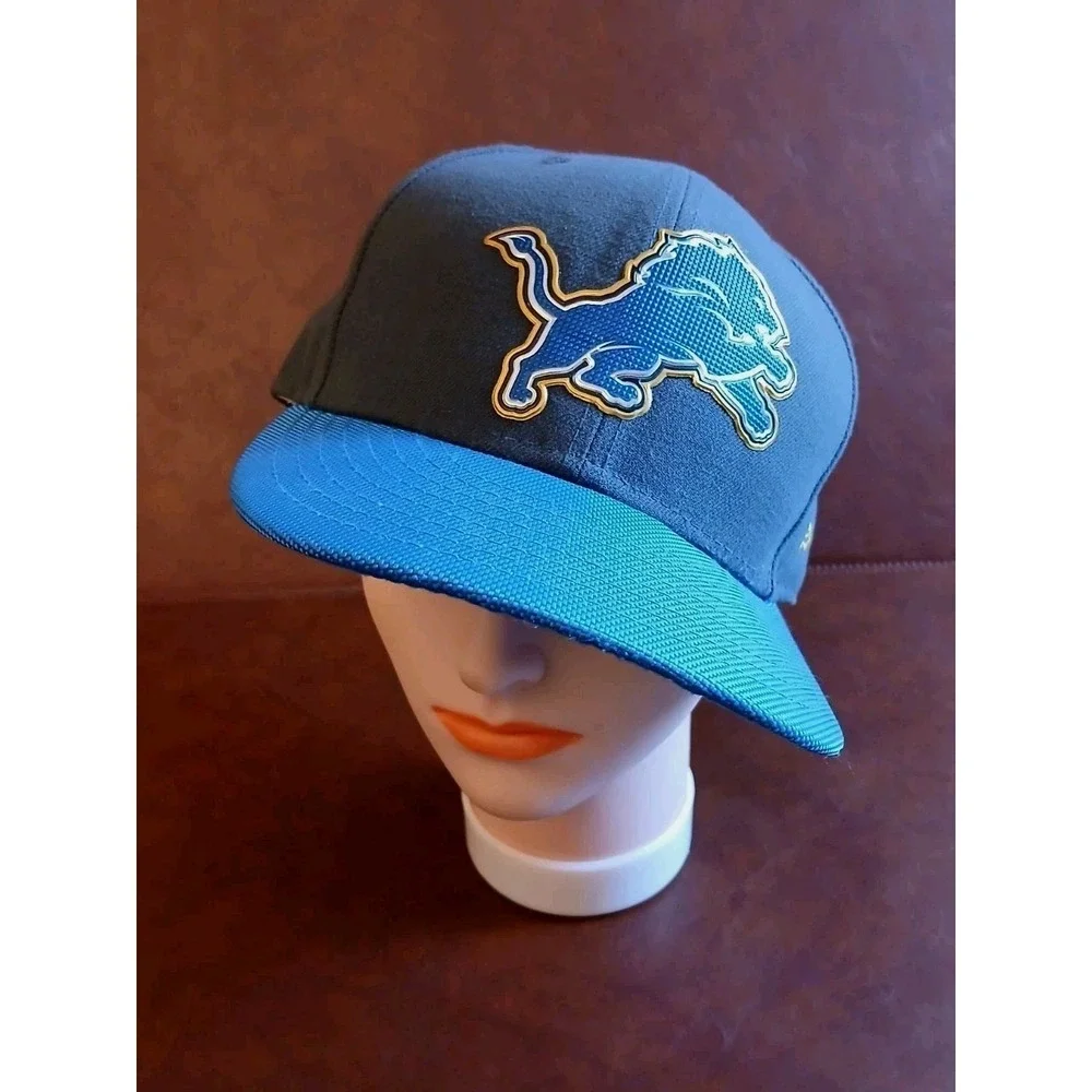 Era Detroit Lions Sz 7 3/8 Fitted Cap Hat NFL Football RARE GrayBLUE Color #1588